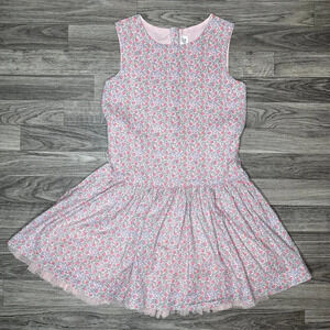 Gap Kids Little Girl's Drop Waist Floral Pink Dress w/ Tulle Slip Size L